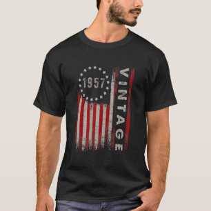 T-shirt Drapeau américain de 65 ans Vintage 1957 65e naiss