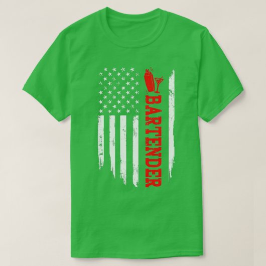 T-SHIRT DRAPEAU AMÉRICAIN DE BARTENDER (Design devant)