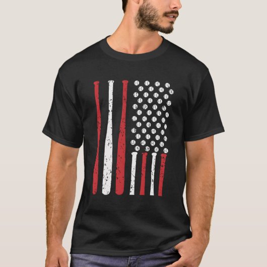 T-shirt Drapeau américain de baseball (Devant)