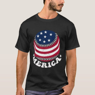 T-shirt Drapeau américain de baseball 4 juillet Amérique V