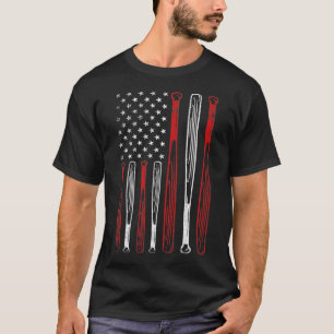 T-shirt Drapeau américain de baseball Bat Fête des pères