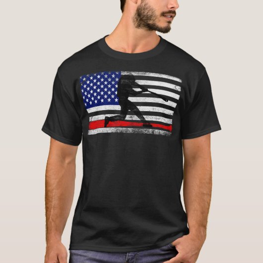 T-shirt Drapeau américain de baseball cadeaux joueur de ba (Devant)