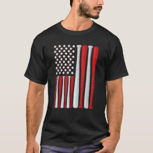 T-shirt Drapeau américain de baseball Drapeau Vintage de b