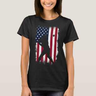 T-shirt Drapeau Américain De Baseball Fans Hommes Vinta