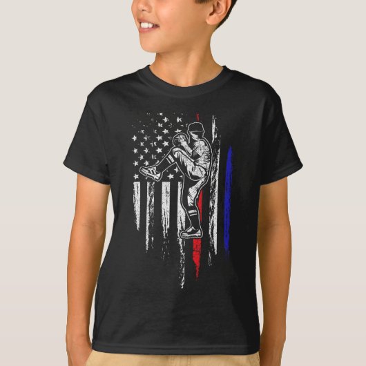 T-shirt Drapeau Américain De Baseball Pitcher Usa Pitcher (Devant)