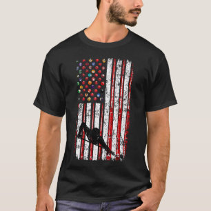 T-shirt Drapeau Américain de Billard Joueur de Piscine Tab