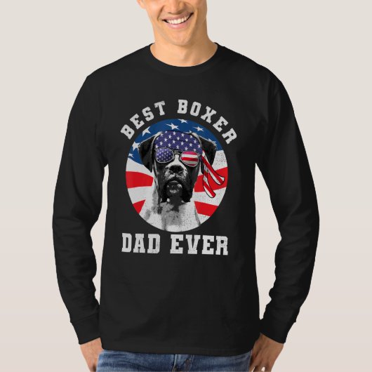 T-shirt Drapeau américain de chien de boxe père jamais chi (Devant)