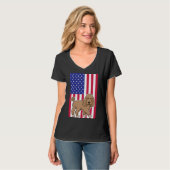 T-shirt Drapeau américain de chien de caniche (Devant entier)