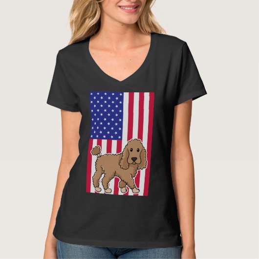 T-shirt Drapeau américain de chien de caniche (Devant)