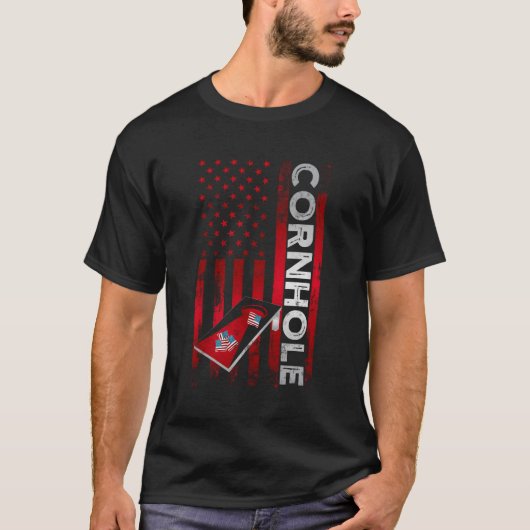 T-shirt Drapeau américain de Cornhole Board (Devant)