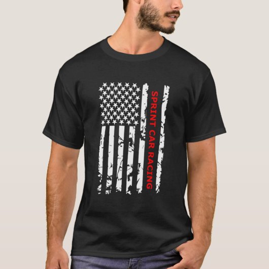 T-shirt Drapeau américain de course automobile Sprint (Devant)