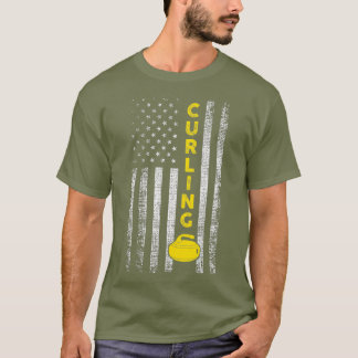 T-shirt Drapeau américain de curling patriotique