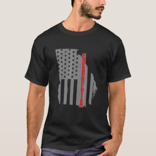 T-shirt Drapeau américain de Géorgie Carte de l'État Fiert