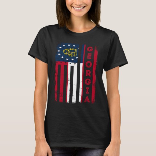 T-shirt Drapeau américain de Géorgie Drapeau de l'État d'o (Devant)