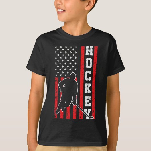 T-shirt Drapeau américain de hockey garçons 4 juillet Hock (Devant)