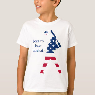 T-shirt Drapeau américain de joueur de baseball des