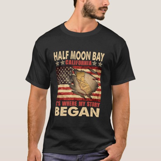 T-shirt Drapeau américain de la baie Moon 4 juillet long (Devant)