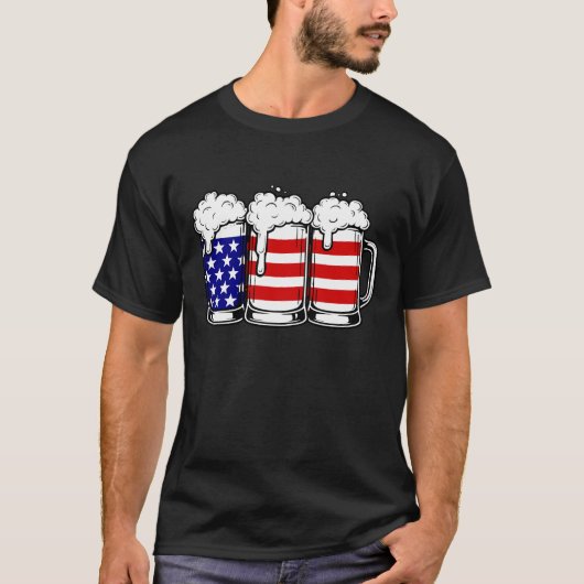 T-shirt Drapeau américain de la bière (Devant)