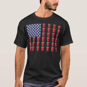 T-shirt Drapeau américain de la Coupe Rouge Solo Beer Pon