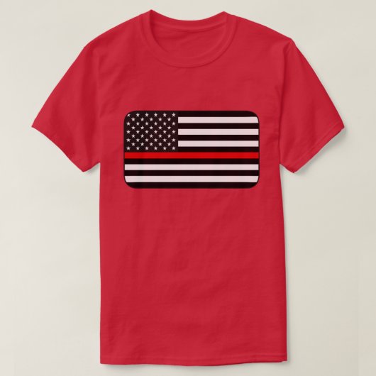 T-shirt Drapeau américain de la ligne rouge mince (Design devant)