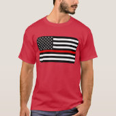 T-shirt Drapeau américain de la ligne rouge mince (Devant)