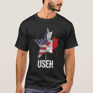 T-shirt Drapeau américain de la moitié du Canada Useh Cana