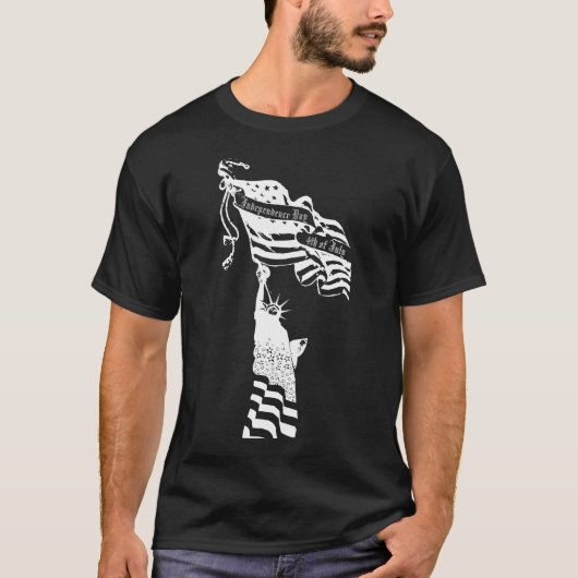 T-shirt Drapeau américain de la Statue Blanche 4 juillet (Devant)