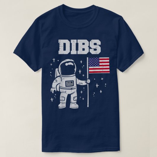 T-shirt Drapeau américain de l'astronaute Dibs Moon (Design devant)