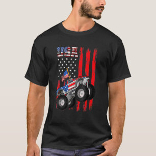 T-shirt Drapeau américain de l'enfant Monster Truck Juille