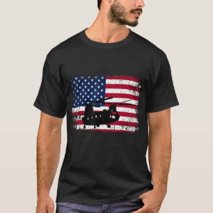 T-shirt Drapeau américain de l'hélicoptère Chinook CH-47 p