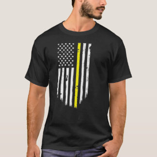 T-shirt Drapeau américain de ligne jaune mince Drapeau Coo