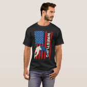 T-shirt Drapeau américain de lutte patriotique rétro (Devant entier)