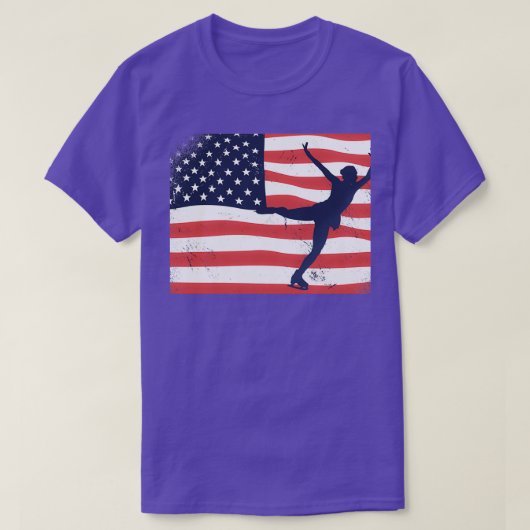 T-shirt Drapeau américain de patinage sur glace (Design devant)