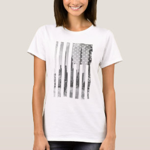 T-shirt Drapeau américain de paysage urbain en détresse te