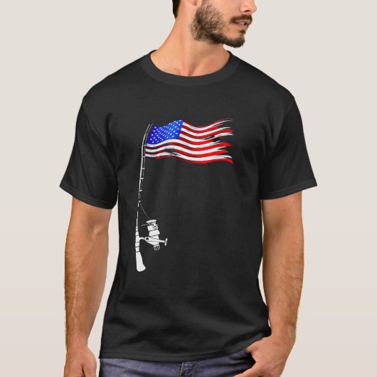 T-shirt Drapeau américain de pêche (Devant)