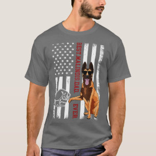 T-shirt Drapeau américain de père malinois belge pour homm