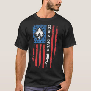 T-shirt Drapeau américain de plongée sous-marine Drapeau a