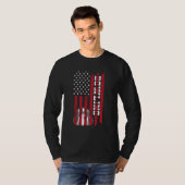 T-shirt drapeau américain de quilles de cône de bowling (Devant entier)