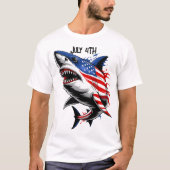 T-shirt Drapeau américain de requin 4 juillet (Devant)
