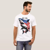 T-shirt Drapeau américain de requin 4 juillet (Devant entier)