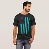 T-shirt Drapeau américain de sensibilisation sarcelle viol (Devant entier)