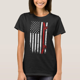 T-shirt Drapeau américain de skateboard - Planche à roulet