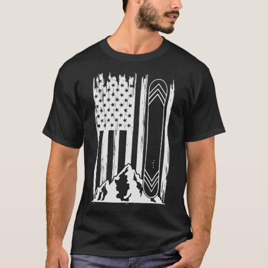 T-shirt Drapeau américain de snowboard (Devant)
