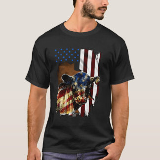 T-shirt Drapeau américain de vache Heifer Us 4 juillet Bat