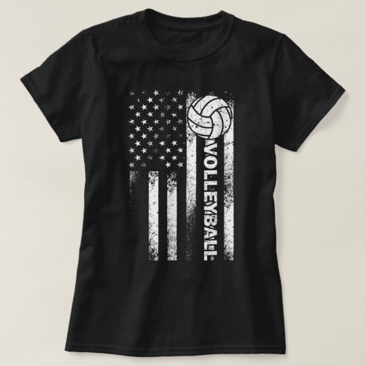 T-shirt Drapeau américain de volleyball Fun États-Unis Pat (Design devant)