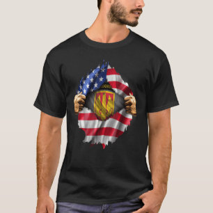 T-shirt Drapeau américain déchiré caché 18e artillerie de