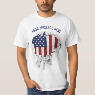 T-shirt drapeau américain déchiré, déchiré et