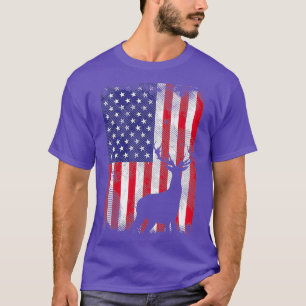 T-shirt Drapeau américain Deer Elk Hunte Patriotique USA
