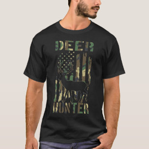 T-shirt Drapeau américain Deer Hunter Camo États-Unis Mili