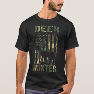 T-shirt Drapeau américain Deer Hunter Camo États-Unis Mili